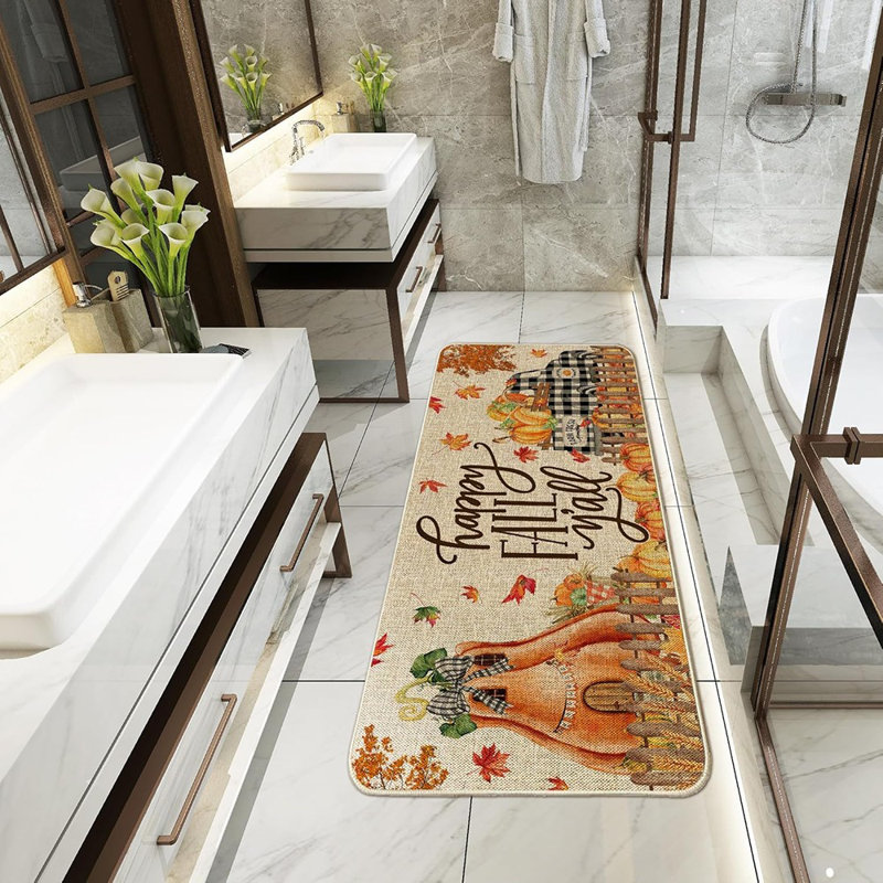 Décorations d'automne pour la maison, ensemble de 2 tapis de cuisine d'automne, décor de tapis de cuisine camion citrouille d'automne 17 po x 29 po x 17 po x 47 po