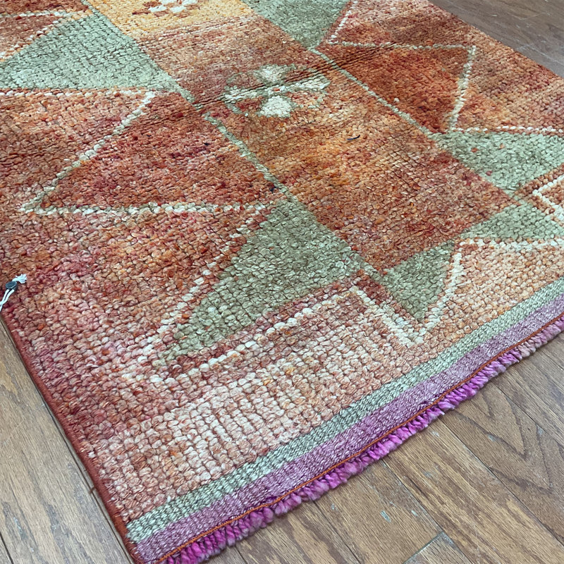 Tapis de couloir en laine Oushak fait à la main Bungalow Rose