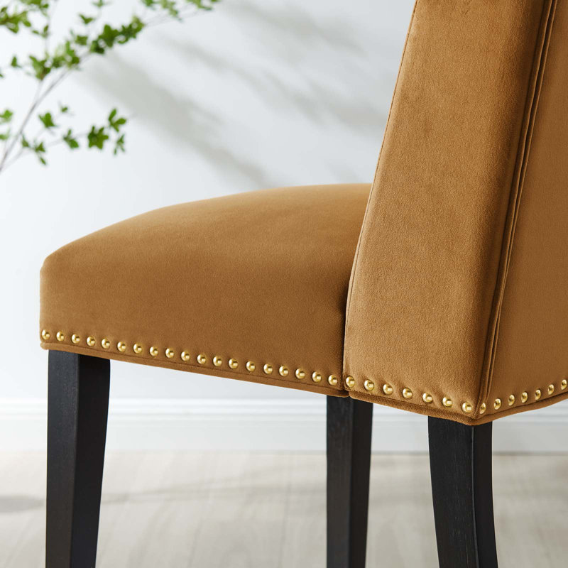 Ensemble de 2 chaises de salle à manger en velours Modway Baron Performance, Cognac