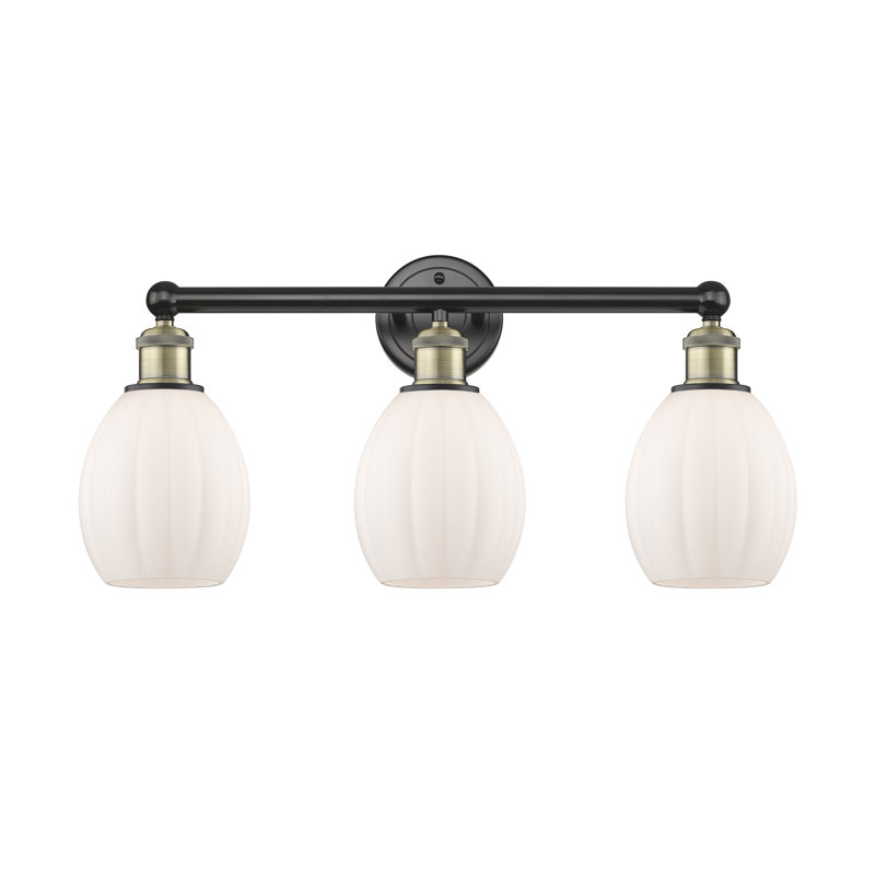 Bolduc 23.5" W Dimmable Metal 3-Light Vanity Light, Matte White, Black Antique Brass