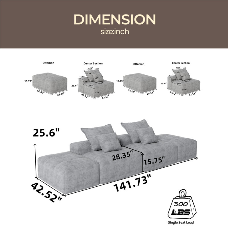 Canapé modulaire surdimensionné Modern, Beige