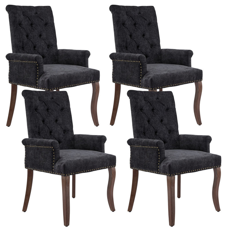 Fauteuils de salle à manger rembourrés Elegant, Noir