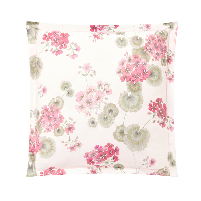Flânerie Euro sham, Pink: Green; White, Euro, Flânerie
