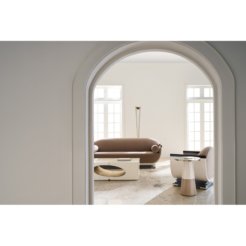 Aperture Glass End Table, Natural/Ivory, Bronze