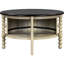 Table basse ronde de 30,3 po de style Mid-Century avec porte coulissante et rangement à lattes, idéal pour la productivité au bureau, beige et polyvalente-90076586