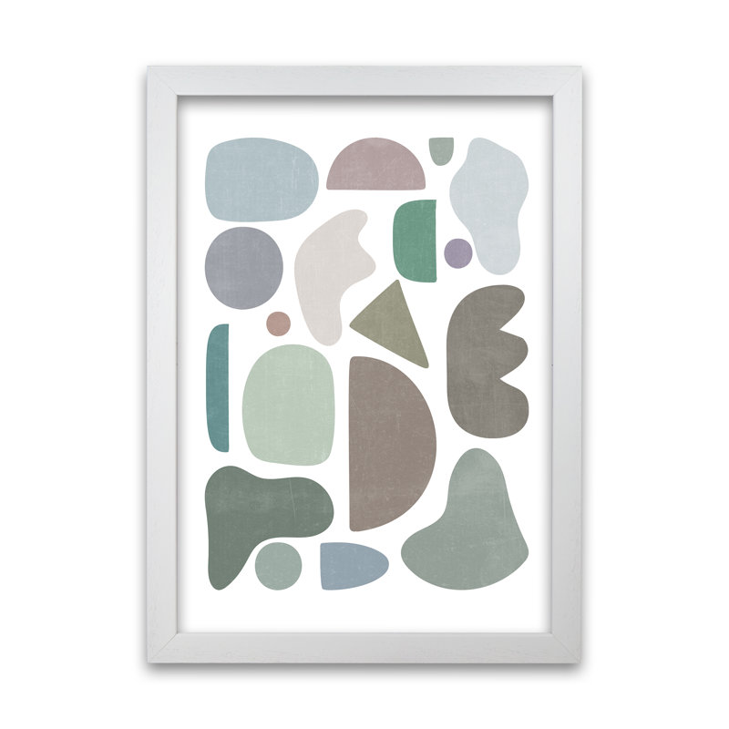 Abstract Terrazzo Shapes A - Print, 42cm H x 30cm W x 3cm D, White Frame