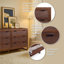 Commode double à 6 tiroirs avec façades en rotin et poignées en similicuir Ameer-118226017
