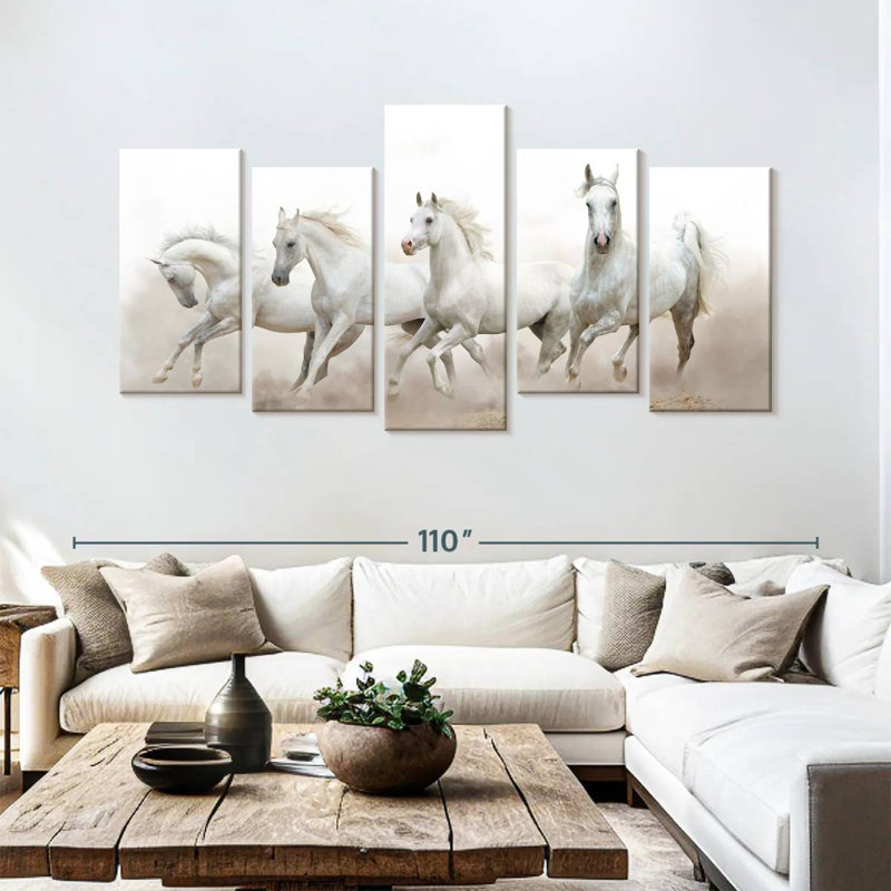Brampt White Arabian Horses, 48'' H X 94'' W