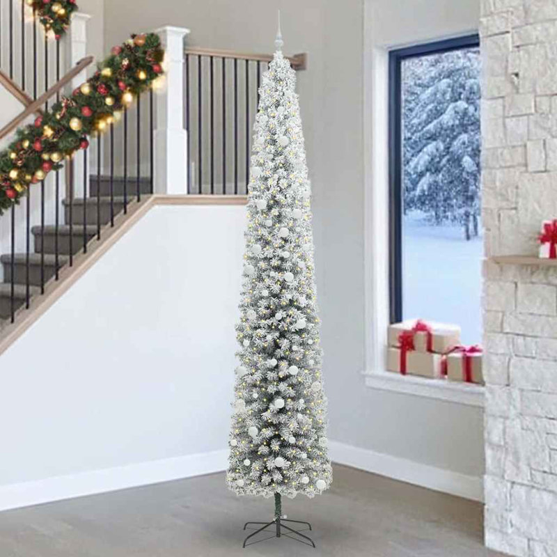 Artificial Christmas Tree with 300 LEDs with Stand, 8.86' H, White