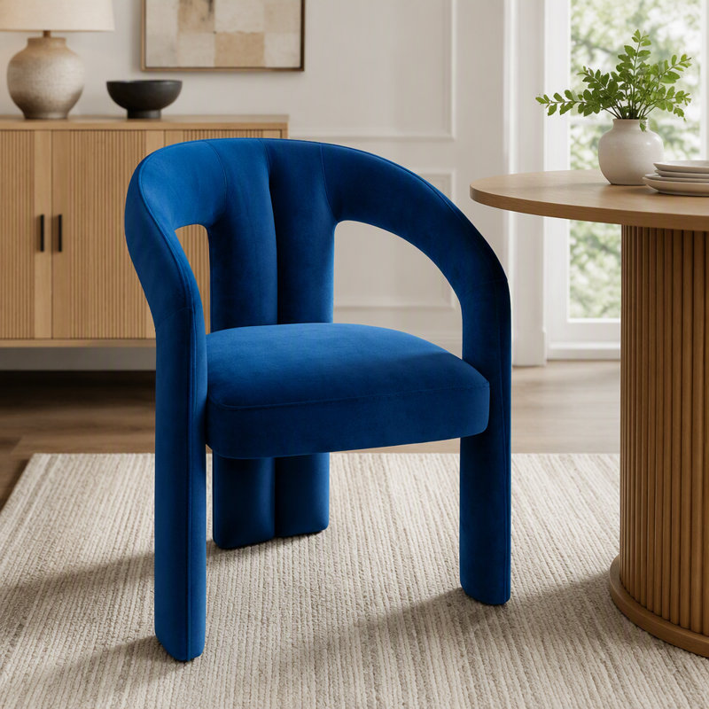 Ensemble de 2 fauteuils d'appoint / de salle à manger / de barils en tissu de velours de conception contemporaine