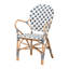 Fauteuil Botir en rotin bleu / blanc / brun