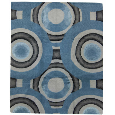 Solid Timpa One-of-a-Kind Rectangle 8' X 10' Area Rug in Black/Blue/Gray