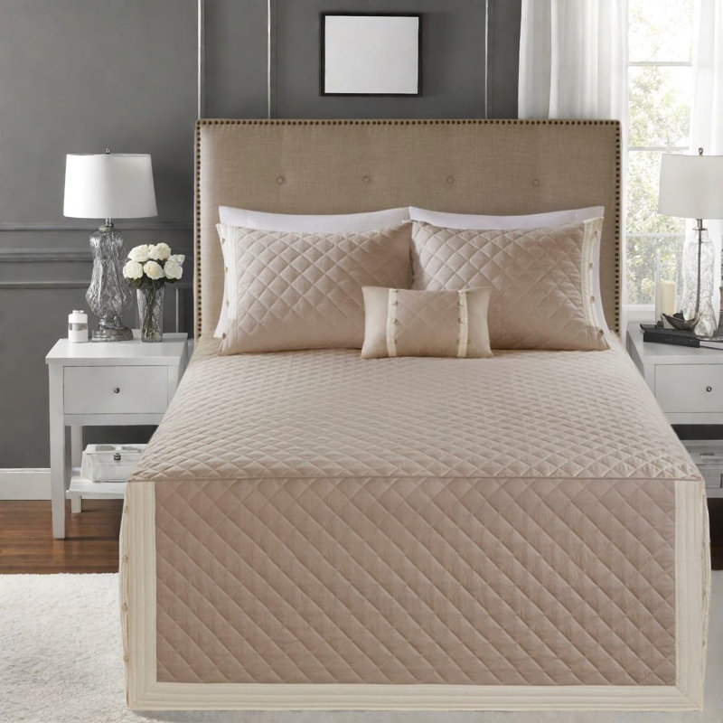 Luxurious Cotton Bedding Sets, Reversible Design, Modern Khaki Queen