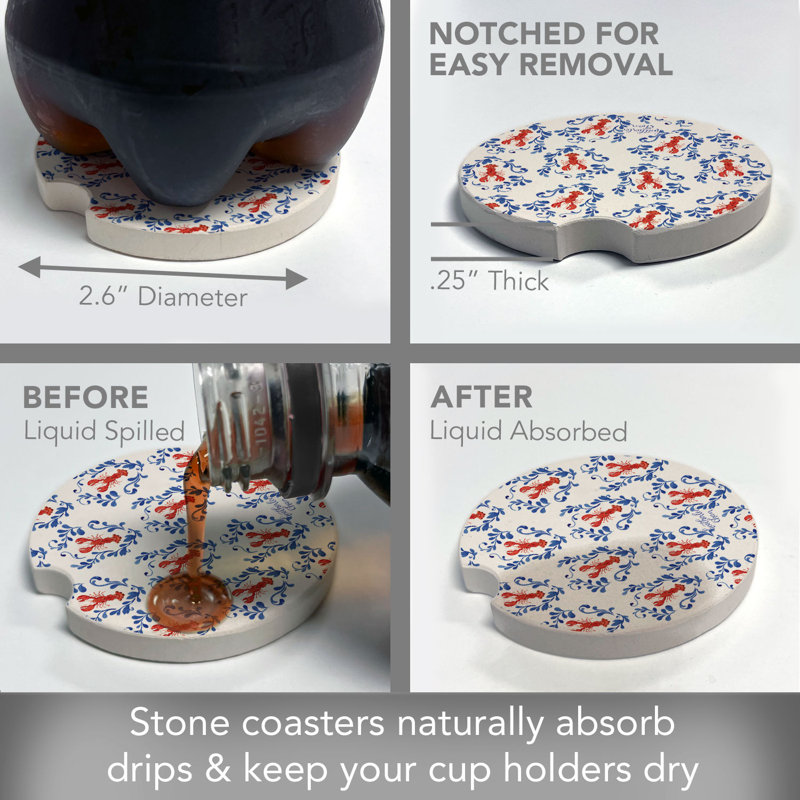 Lobster Toss, lot de 2 sous-verres en pierre absorbants