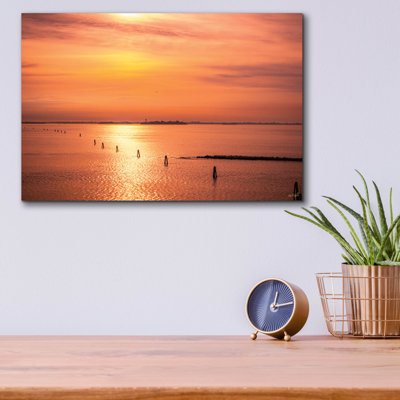 Art mural en verre épique «Richest Golden Lagoon» par Life BeautifuLEE Epic Art, 16 po x 12 po