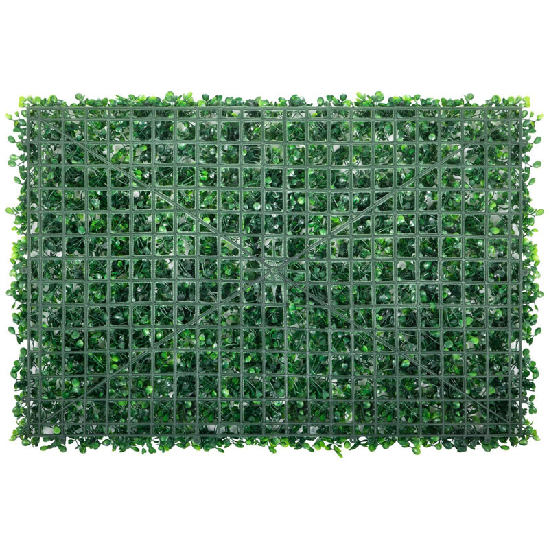 Panneau mural artificiel haie de buis - 24 po x 16 po, PE / plastique, paquet de 24, vert, résistant aux rayons UV