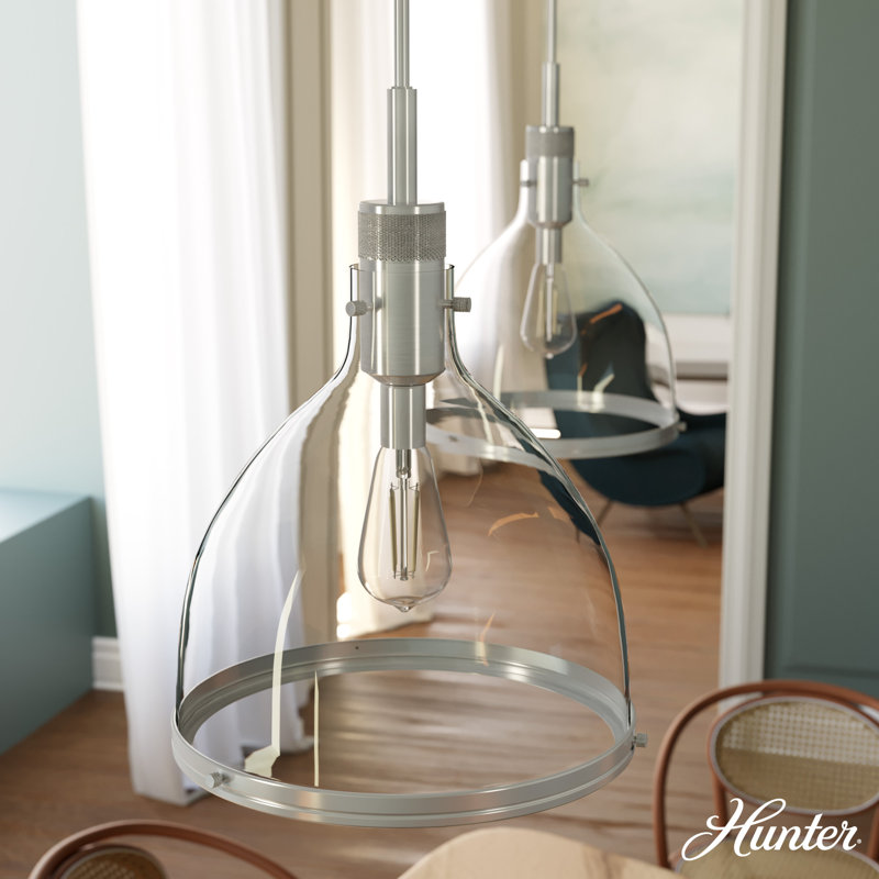 Van Nuys 1 Light Bell Pendant, 22.25" H x 16" W x 16" D, Brushed Nickel