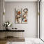 Ensemble de 2 impressions encadrées sur toile, motif abstrait de cercles superposés noirs, gris et orange rouille, 81 x 30 x 5 cm (32 x 12 x 2 pouces).-134738979-134738980