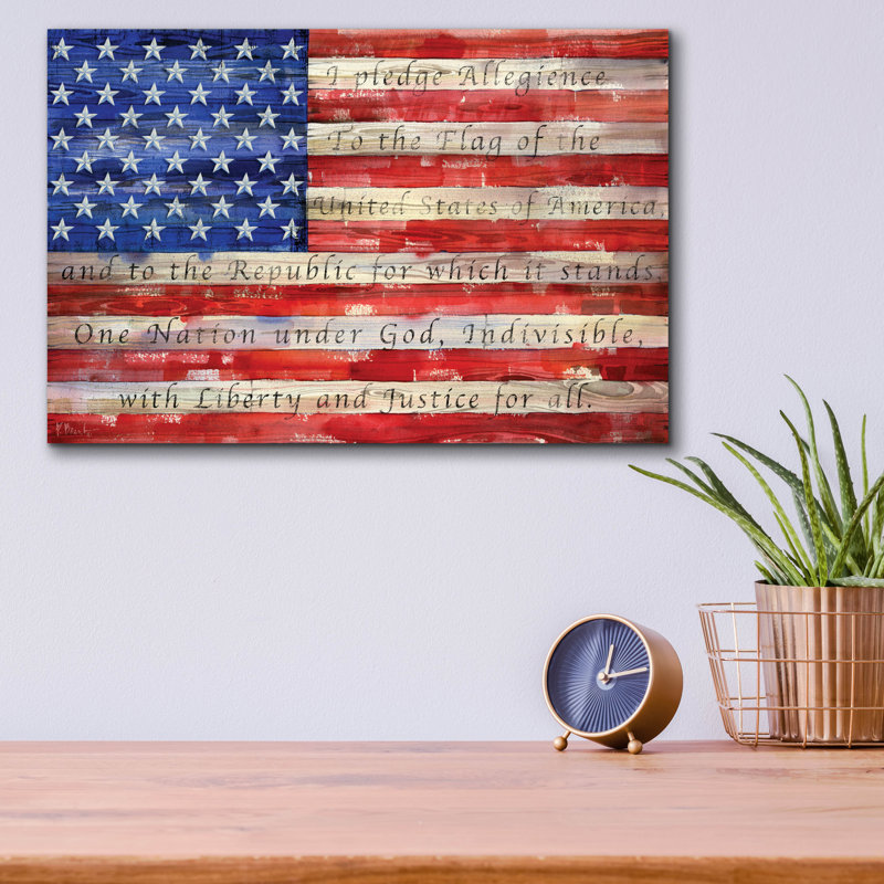 «All American Flag - Script» par Paul Brent, H 12 po x l 16 po x P 0,13 po