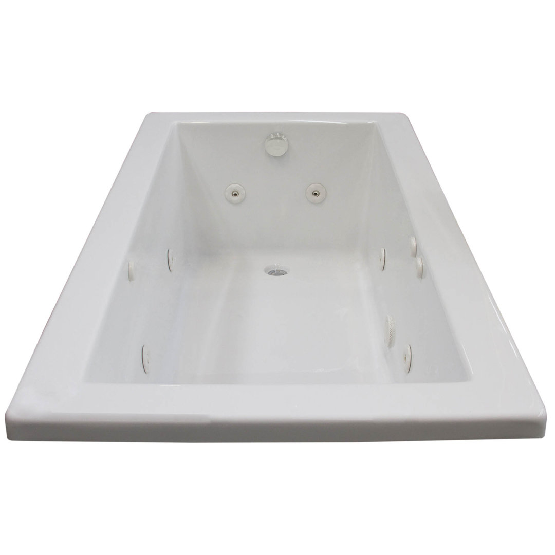 Guadalupe 59.25" x 36" Rectangular Whirlpool Jetted Bathtub with Drain Spa Escapes Drain 