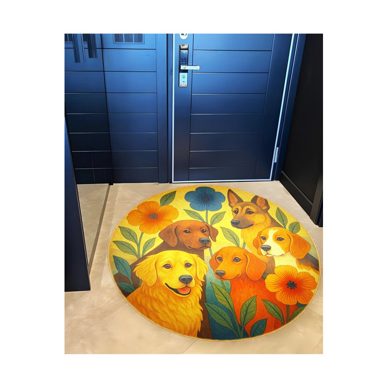 Tapis blanc tissé à motif floral lavable Mosso, 4'11" x 4'11"