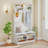 4-In-1 Hall Tree Entryway Bench with Coat Rack & Flip Drawers 6 Dual-Hook Hangers White-537363074