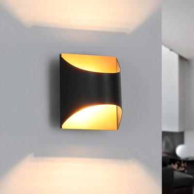 1-Light Black Ceramic Flush Mounted Sconce