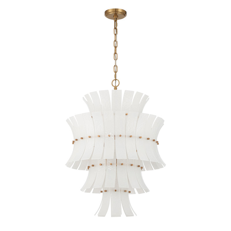 Abigail 13 Light Aged Brass Chandelier, 13 Lights, White/Aged Brass, 31.5" H x 22.25" W x 22.25" D