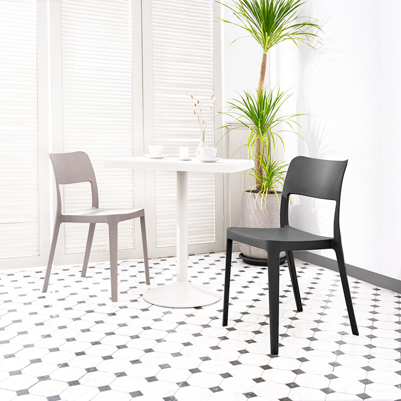 Alaycia Stacking Patio Dining Side Chair, Black