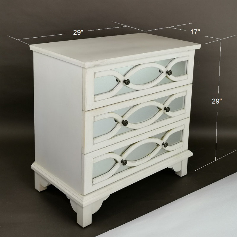 Commode à miroir 3 tiroirs Elowen, Blanc