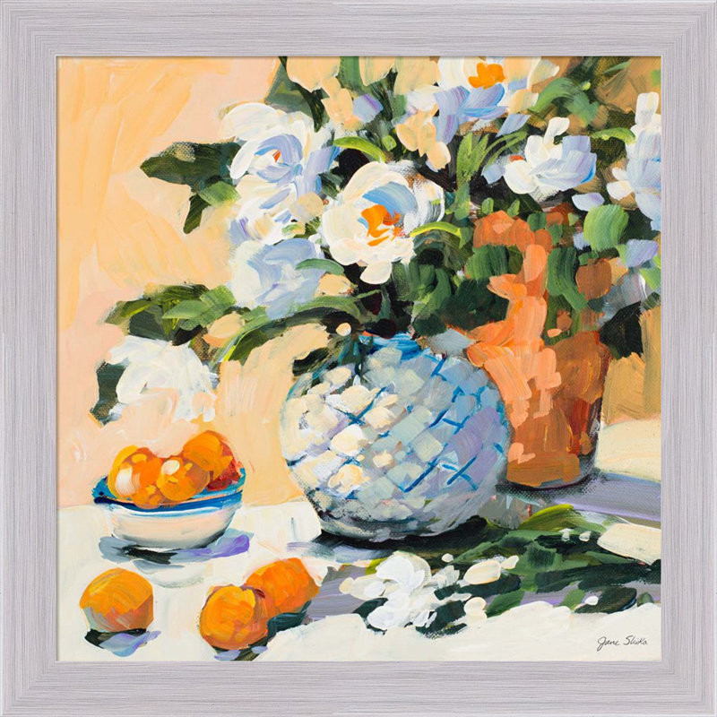 «Flowers And Oranges» par Jane Slivka, art mural encadré