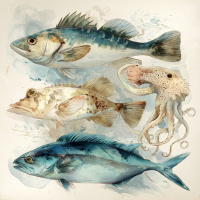 Blue Oyster Study Wrapped Canvas Wall Art