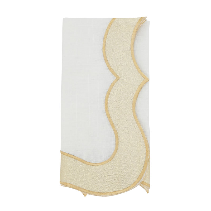 Coretta Collection Polyester No Pattern Square Napkin, Gold
