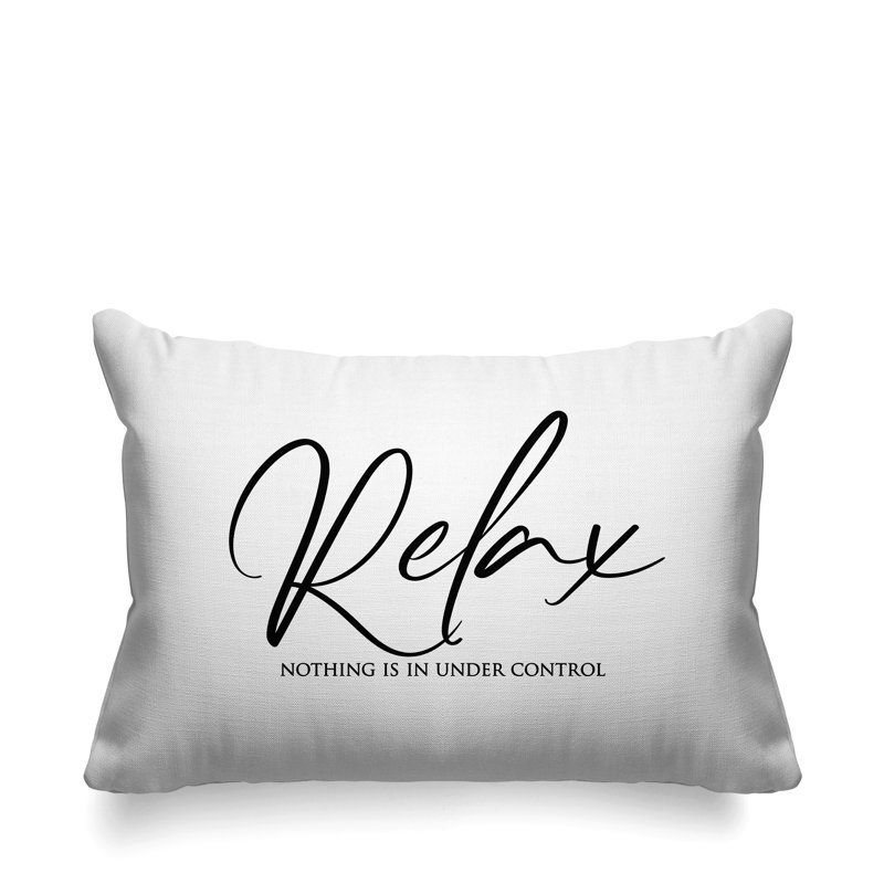 Housse et insert de coussin rectangulaire Aspire Relax Rien n'est sous contrôle, Blanc