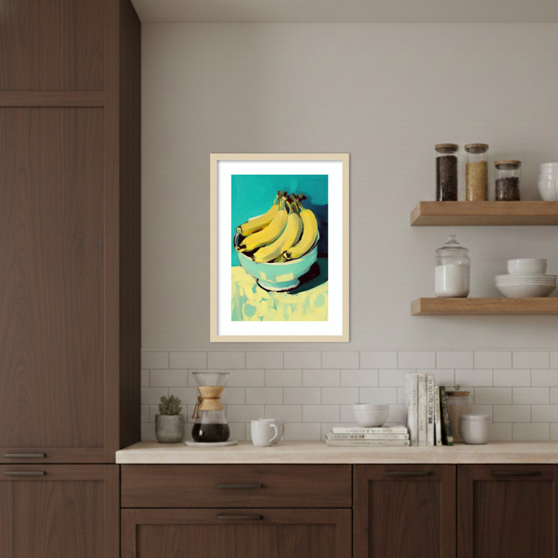 «Bowl of Bananas» par Treechild, impression sur bois encadrée