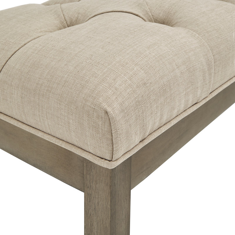Banc en bois Dukinfield, Lin beige, Gris antique