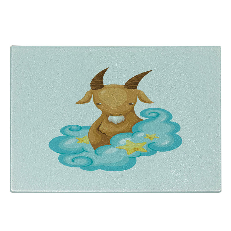 Caricature de planche à découper en verre trempé Ambre Zodiac Capricorn brun pâle brun pâle