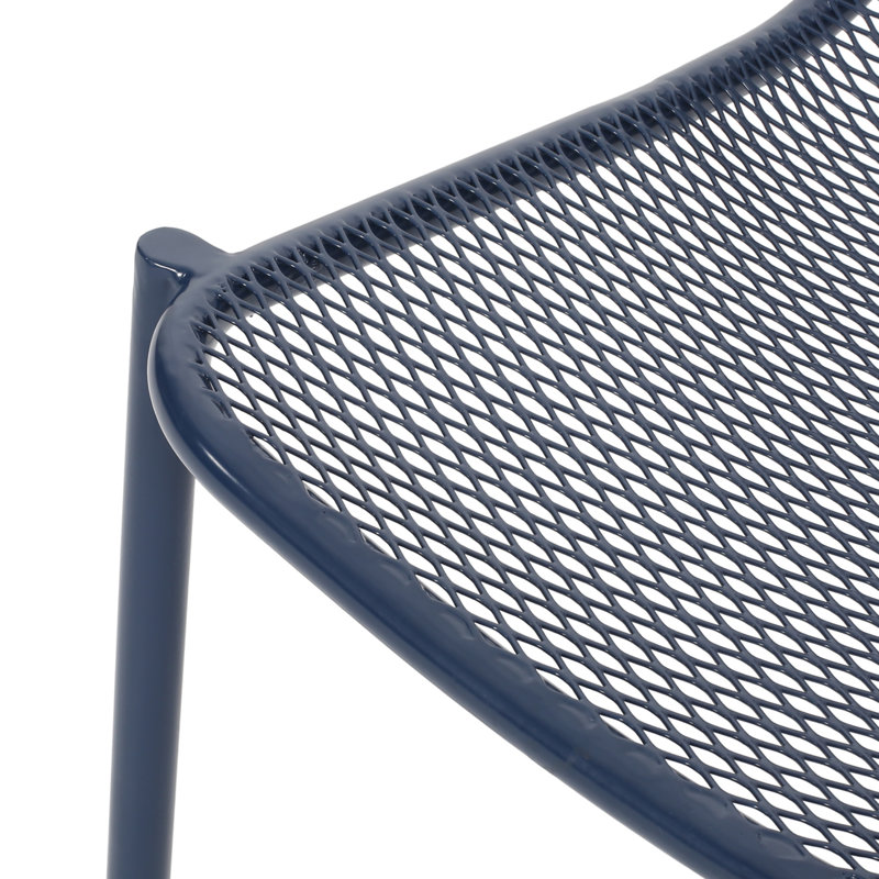 Ensemble de table de salle à manger compacte avec finition en fer, bleu marine pour patio
