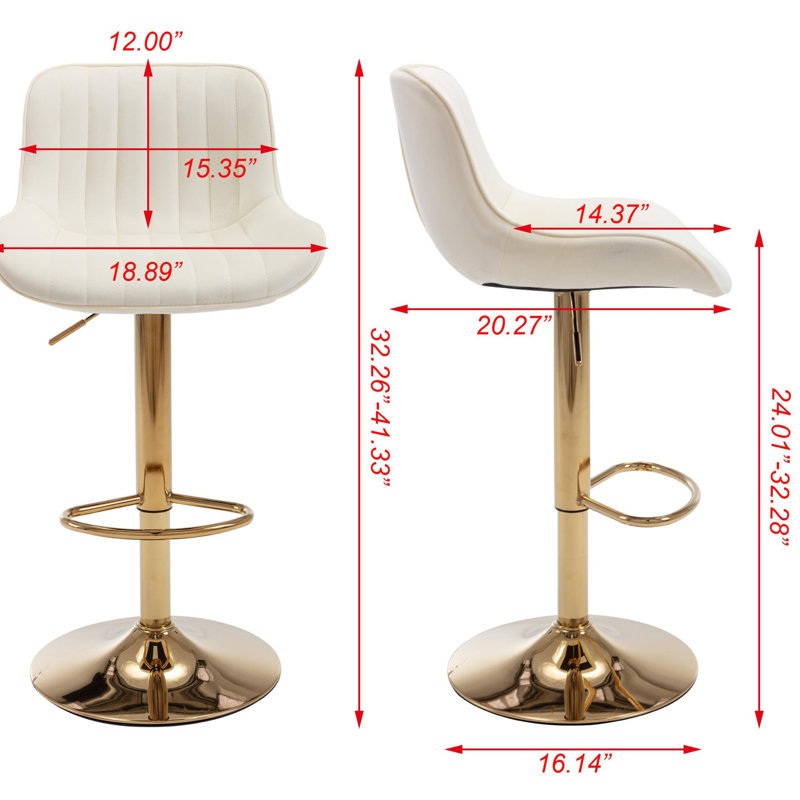 Ensemble de 2 tabourets de bar pivotants avec repose-pieds et base chromés, Blanc
