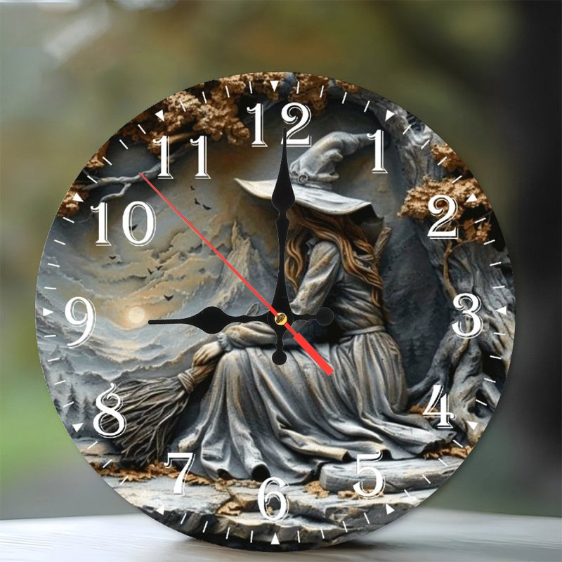 Horloge murale en bois 10 po, mouvement silencieux, à piles (piles AA non incluses), décor artistique, parfait pour les décorations