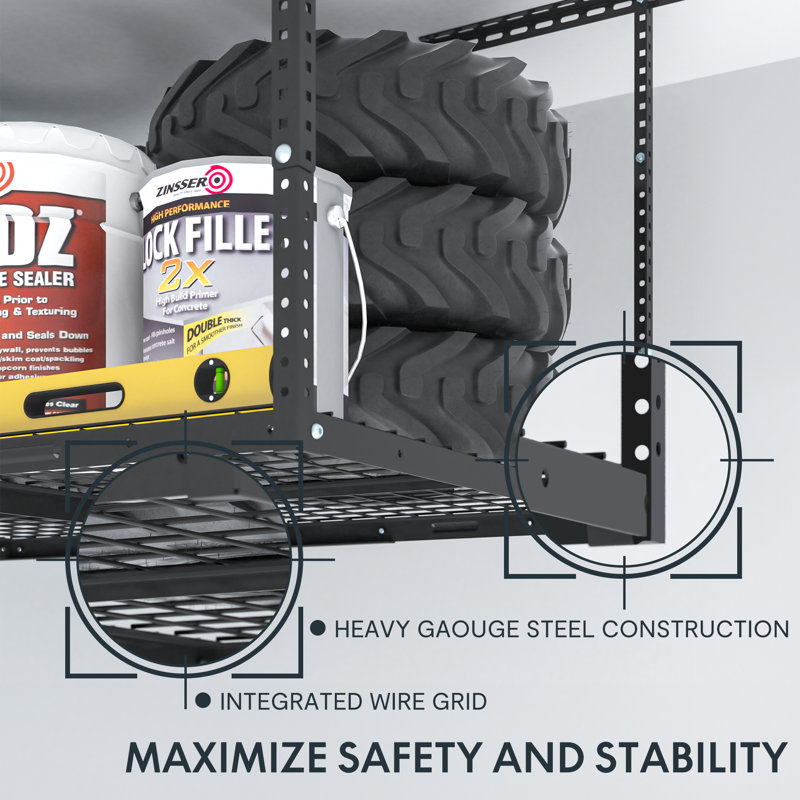 Support pour plafond réglable en acier l 72 po Maryorie, H 40 po x l 72 po x P 36 po, Noir