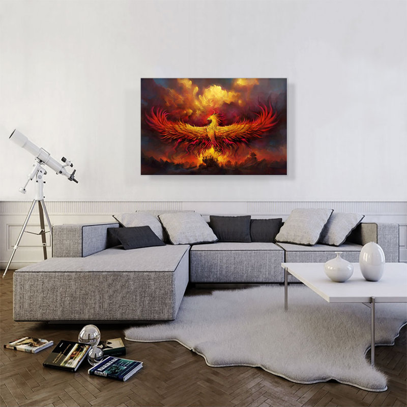 " Fire Phoenix In Flight ", 26" H x 40" W x 1.5" D