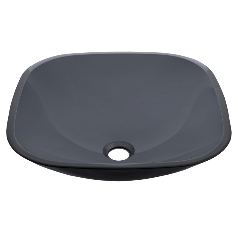 Eden Bath 16.5'' Gray Tempered Glass Square Bathroom Sink