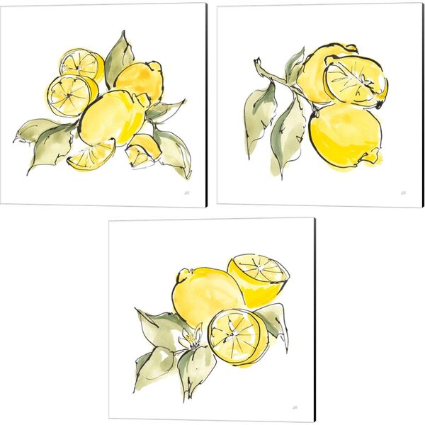 August Grove® Lemon Still Life I, II & III On Canvas 3 Pieces by Chris ...