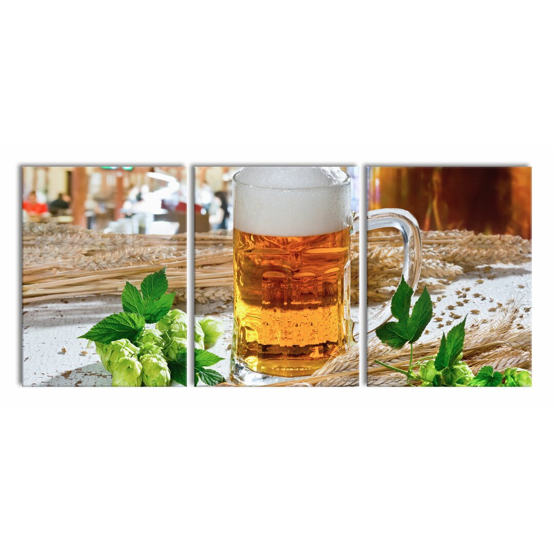 3-tlg. Leinwandbilder-Set Deutsches frisches Bier