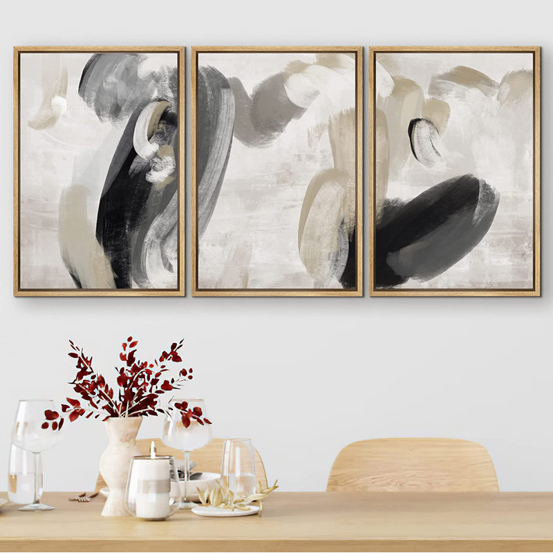Ensemble de 3 reproductions sur toile, H 24 po x l 32 po x P 1,5 po, Naturel
