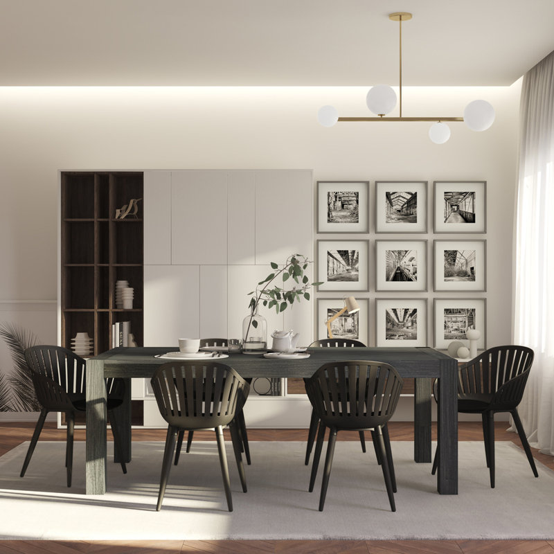Ensemble de salle à manger 7 pièces avec chaises blanches Ashantay Concept Driftwood Paul, Noir, 7, Gris
