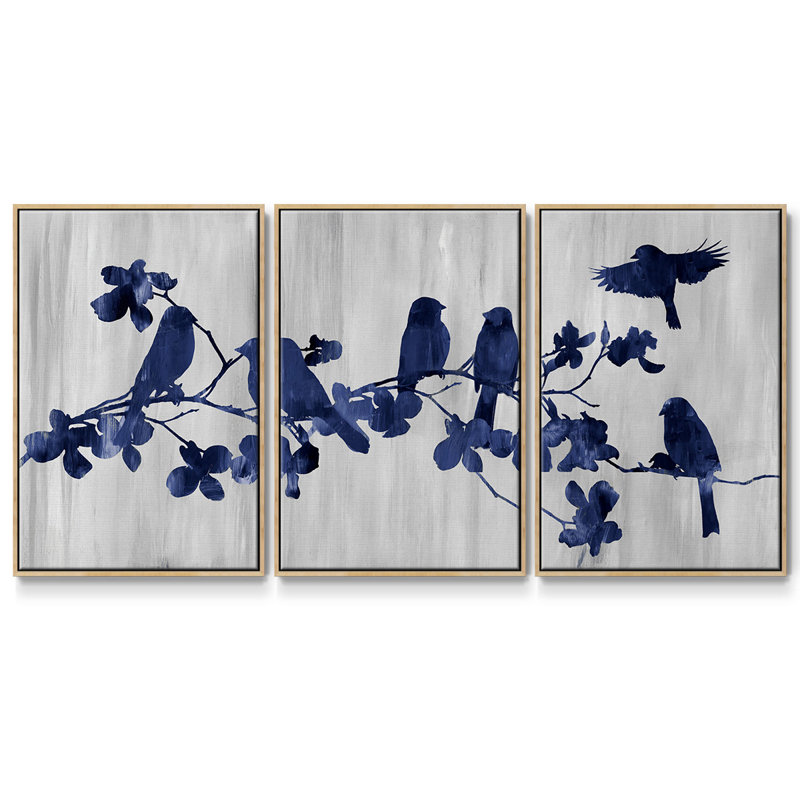 Indigo Hangout, impression sur toile 3 pièces, Naturel, H 40 po x l 78 po x P 2 po
