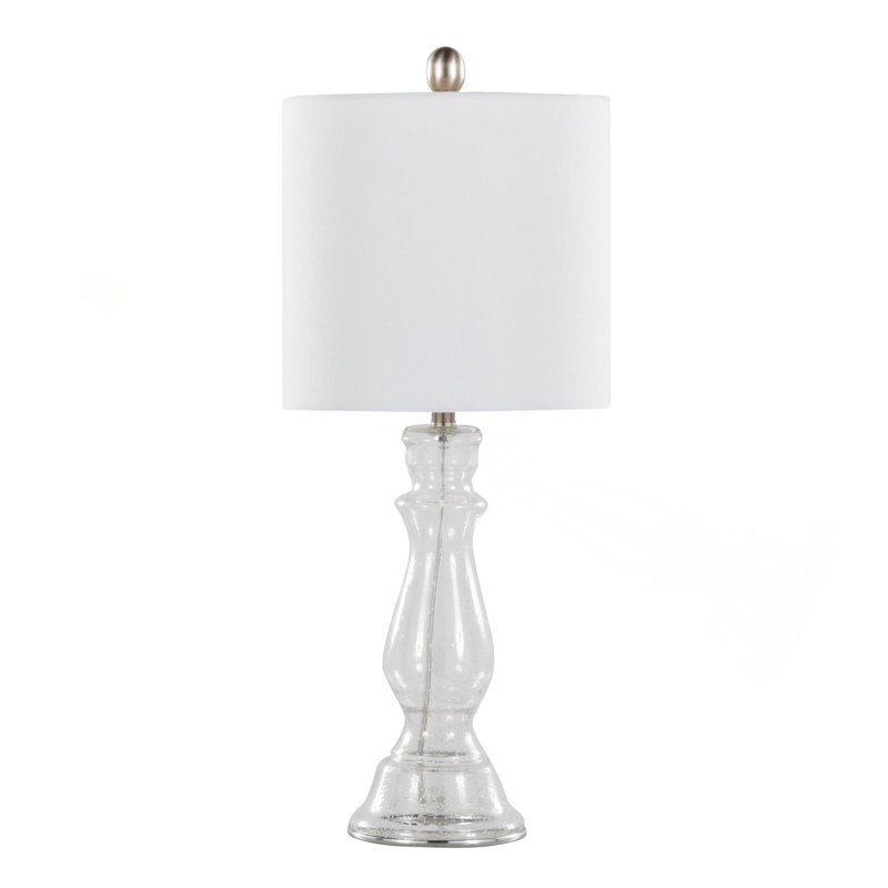 Lampe de table 24 "en verre grainé transparent, nickel brossé et toile de lin Bishop de Grandview Gallery - ensemble de 2
