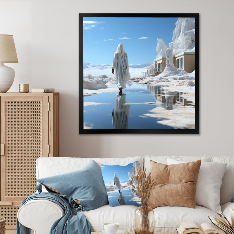 Désert de pèlerinage, "Hajj", sur toile, H 36 po x l 36 po x P 1,5 po, Cadre simple noir